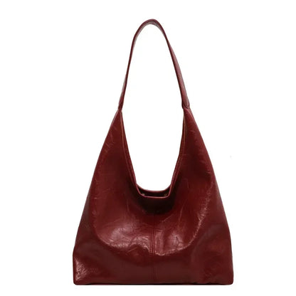 Large PU Leather Shoulder Bag – Soft Hobo Tote for Women