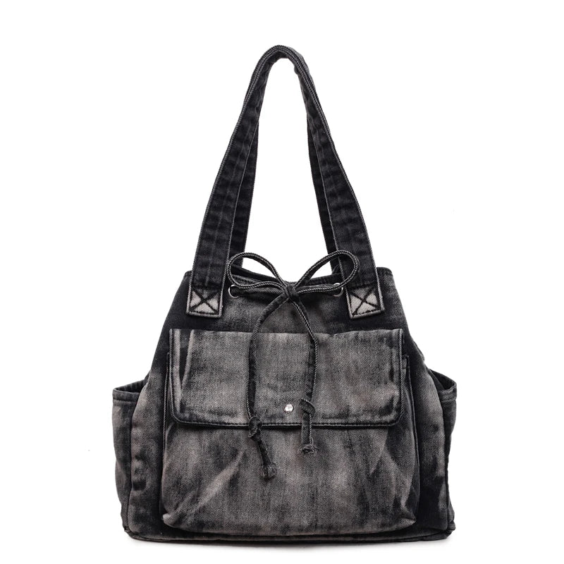 Denim Crossbody Tote Bag for Women – Large Capacity Retro Shoulder Bag