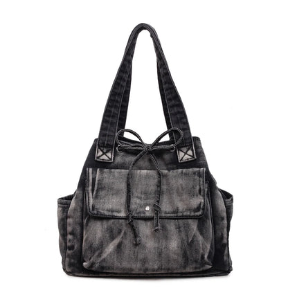 Denim Crossbody Tote Bag for Women – Large Capacity Retro Shoulder Bag
