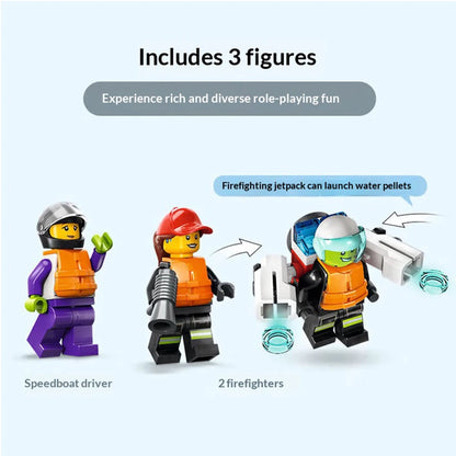 LEGO City Fire Rescue Boat 60373 – 144-Piece Building Set for Kids 5+