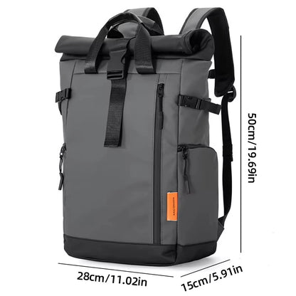 Men's Waterproof Roll-Top Travel Backpack 16" Laptop Bag
