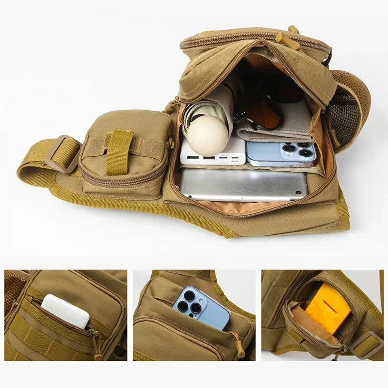 Tactical MOLLE Crossbody Chest Bag – Outdoor Hiking & Camping Sling Pack
