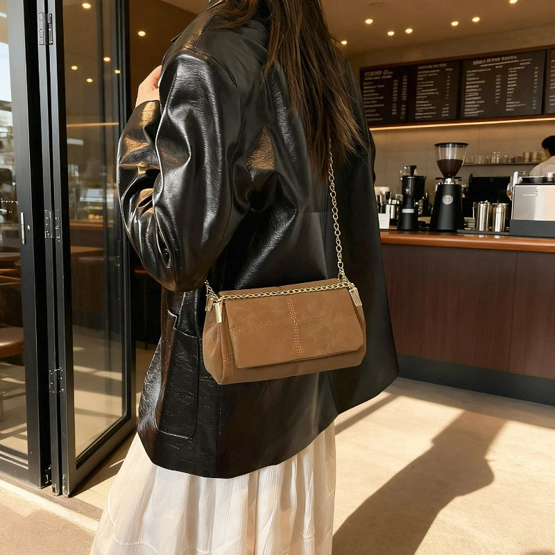 Vintage Chain Crossbody Bag - Women's Large Capacity Shoulder Bag
