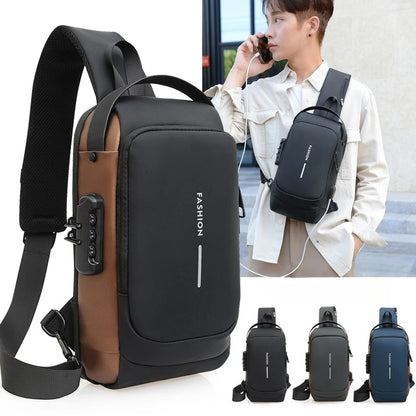 Men's Anti-Theft USB Charging Crossbody Sling Bag