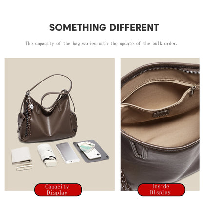 Foxer Lady S Shoulder Bag Soft Pu Leather Handbag Retro Hobo Large Capacity Tote Commute Daily