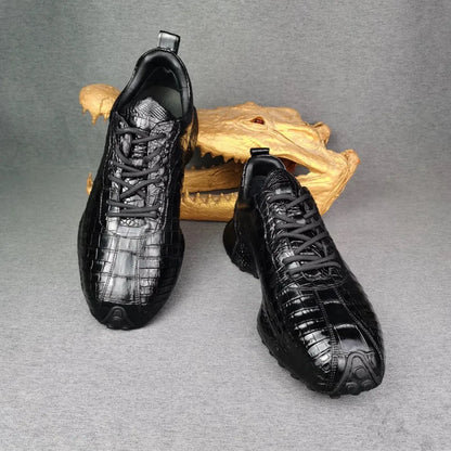 Crocodile Leather Sneakers Men – Genuine Black Exotic Luxury Shoes