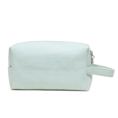 Makeup Travel Bag for Women – Soft Cotton Cosmetic Pouch with Wrist Handle