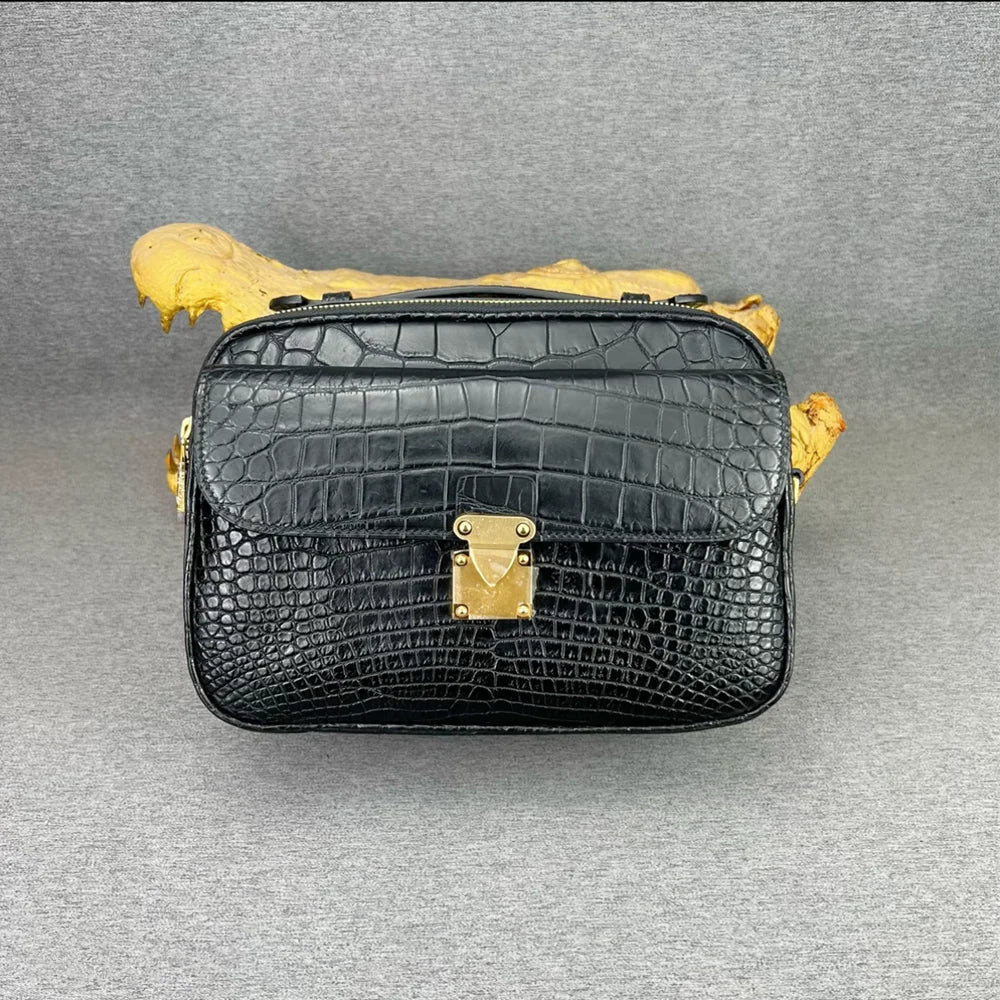 Crocodile Leather Crossbody Bag for Men – Luxury Flap Shoulder Bag