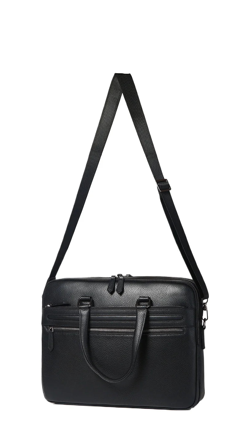 Genuine Leather Men's Briefcase – 14" Laptop Business Bag