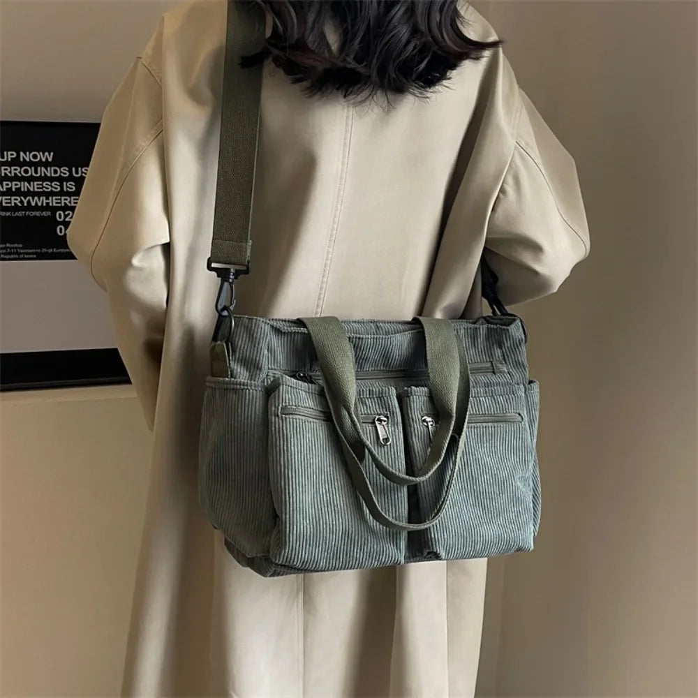 Large Capacity Corduroy Tote Bag – Women's Shoulder & Crossbody