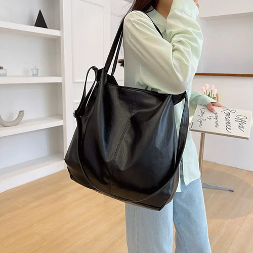 Large Capacity PU Leather Shoulder Bag – Women's Tote