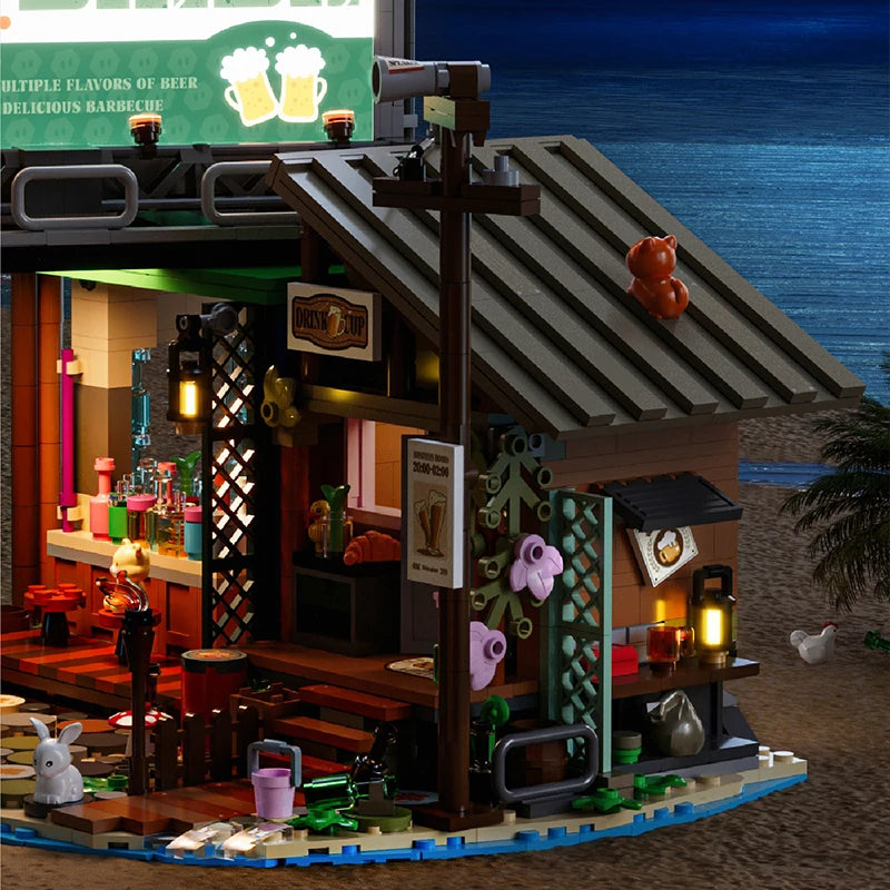 Micro Dock Bar MOC Set – 1100-Piece LED-Ready Diorama