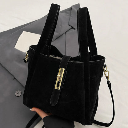 Autumn Winter Retro High-End Texture Frosted Suede Handbag