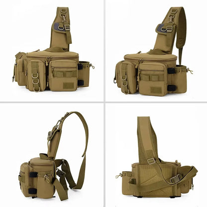 Tactical Fishing Tackle Bag with Rod Holder – Outdoor Waist Pack