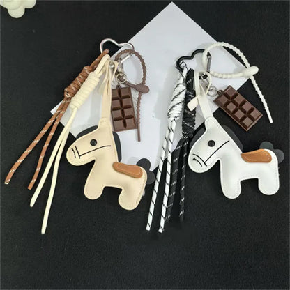Leather Horse Keychain Phone Bag Charm – Creative Pouch Pendant Accessory