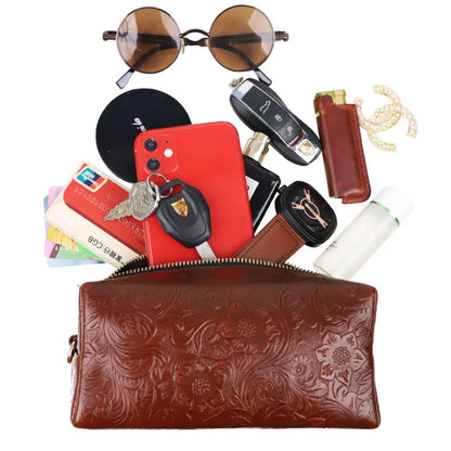 Leather Crossbody Phone Bag for Women – Dual-Use Zipper Purse
