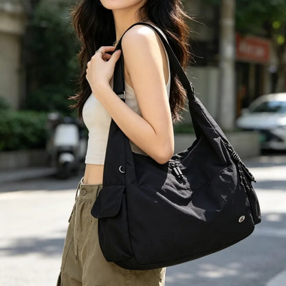 Large Capacity Nylon Shoulder Bag – Unisex Crossbody with Multi Pockets