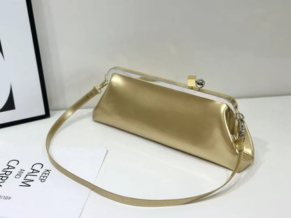 Style Hardware Clip Bag French Women S Pu Leather Single Shoulder Cross-Body Casual Handbag