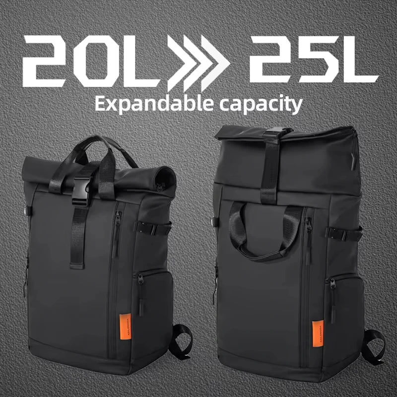 Men's Waterproof Roll-Top Travel Backpack 16" Laptop Bag