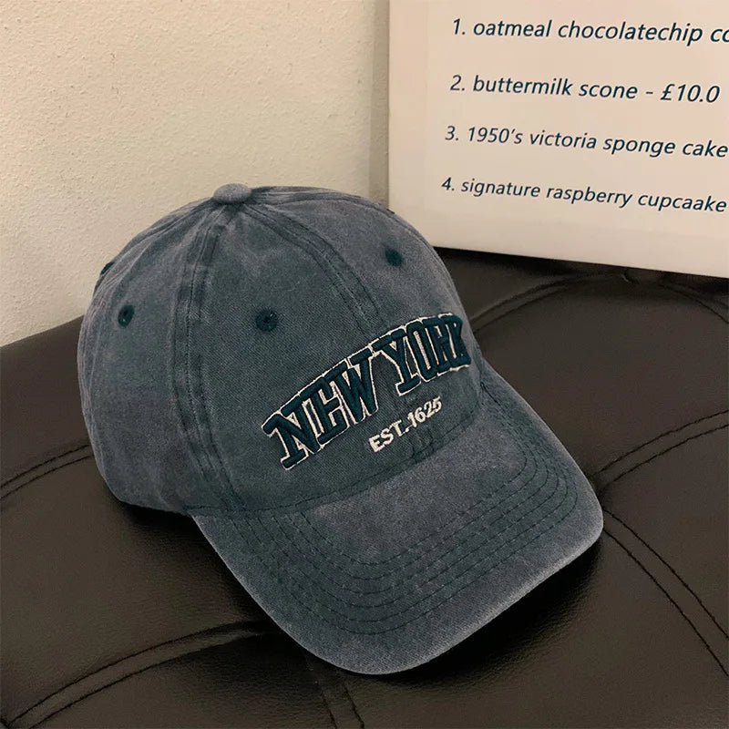 Washed Cotton New York Baseball Cap – Vintage Retro Dad Hat