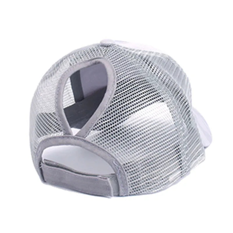 Ponytail Baseball Cap for Women – Mesh Breathable Snapback Sun Hat