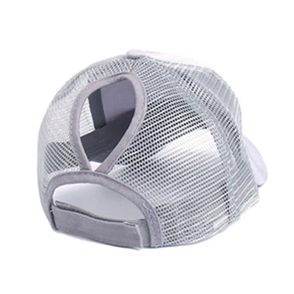 Ponytail Baseball Cap for Women – Mesh Breathable Snapback Sun Hat