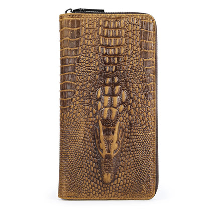 Crocodile Pattern Leather Long Wallet for Men – RFID Blocking