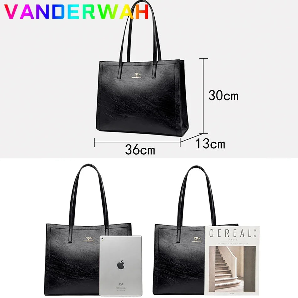 Large Capacity Leather Tote Shoulder Bag for Women