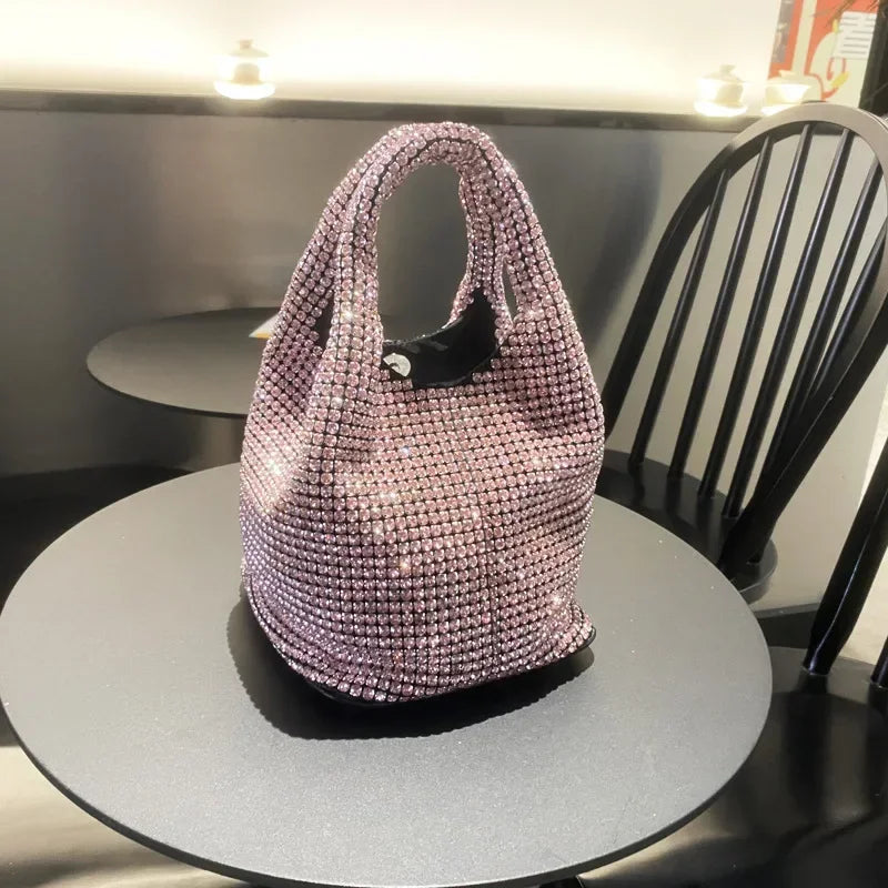 Rhinestone Crystal Bucket Bag – Luxury Sparkle Handbag