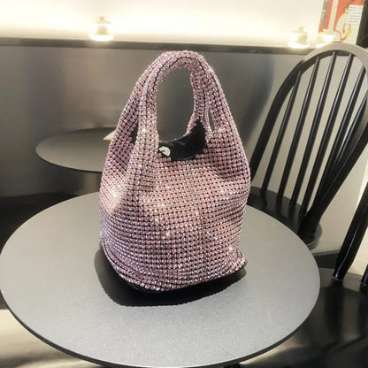 Rhinestone Crystal Bucket Bag – Luxury Sparkle Handbag