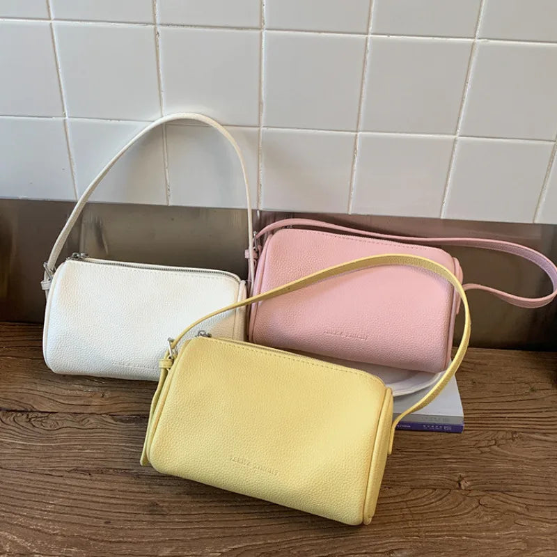 Cylindrical Shoulder Bag – Minimalist Leather Handbag for Women