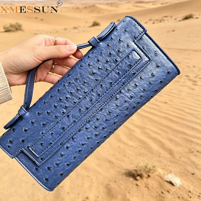 Ostrich Pattern Clutch Bag – Women's PU Leather Party Purse