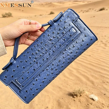 Ostrich Pattern Clutch Bag – Women's PU Leather Party Purse