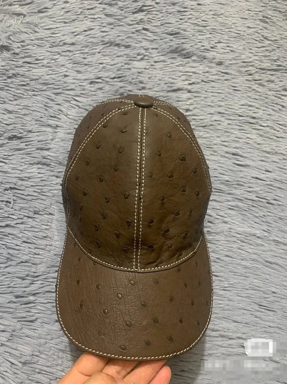 Ostrich Leather Men's Baseball Cap – Genuine Outdoor Hat