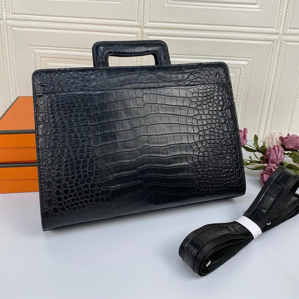 Crocodile Leather Men's Briefcase Laptop Shoulder Bag