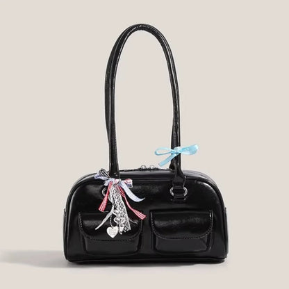 Bowling Bag Style Boston Tote – Trendy Women's Shoulder Handbag