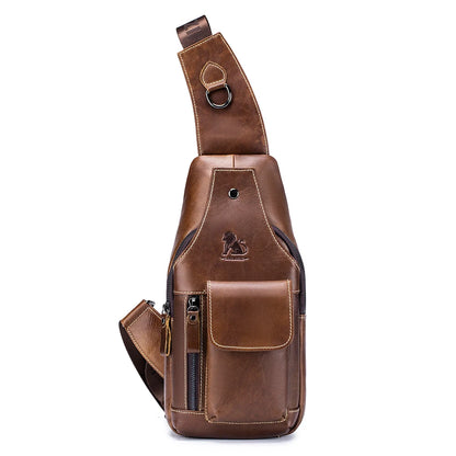 Genuine Leather Chest Bag for Men – Retro Crossbody Sling Bag