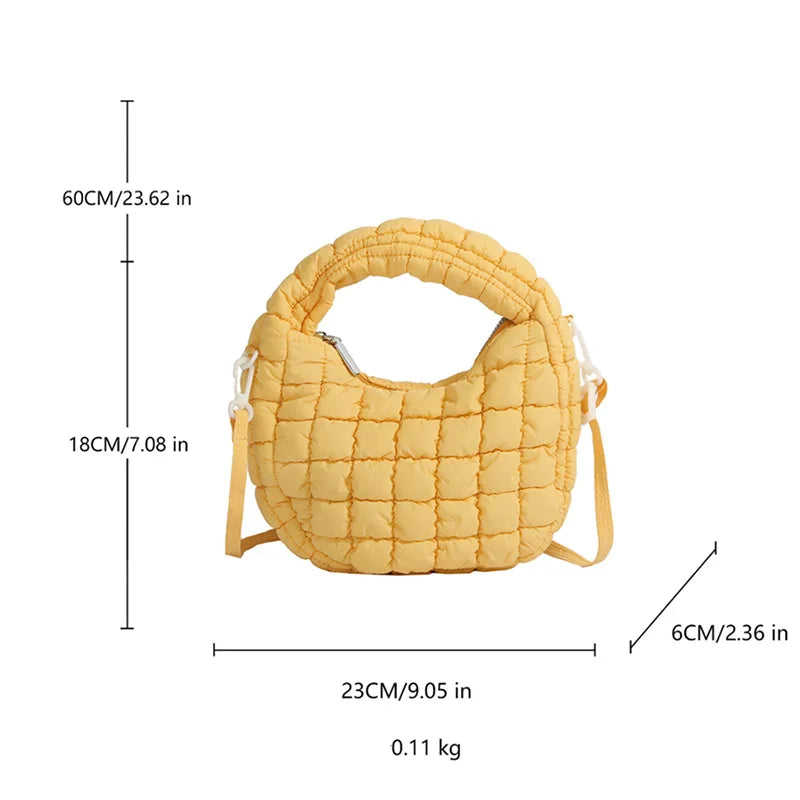 Quilted Puffer Shoulder Bag for Women – Lightweight Crossbody Handbag
