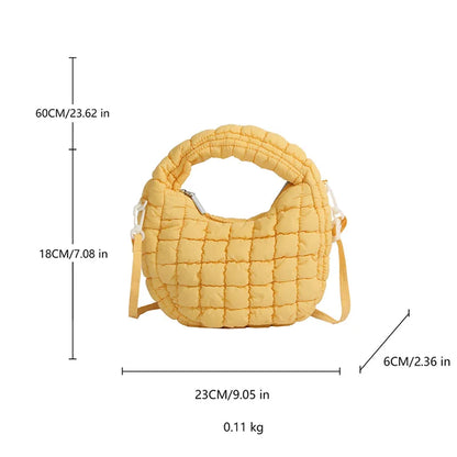Quilted Puffer Shoulder Bag for Women – Lightweight Crossbody Handbag