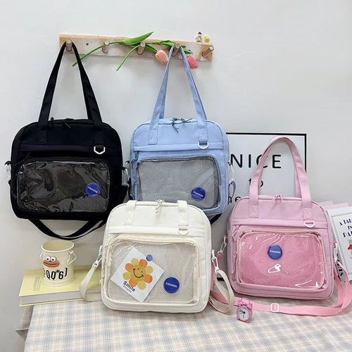 Kawaii Ita Bag Nylon Tote – Large Shoulder Bag for Teen Girls