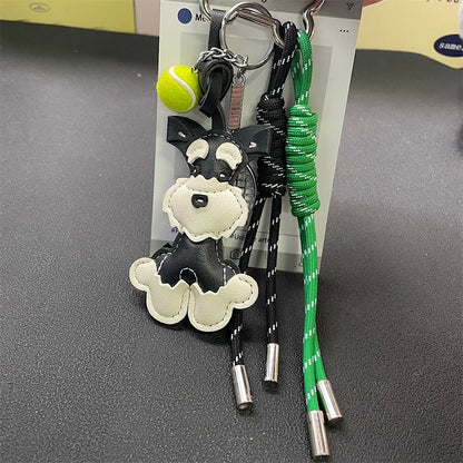 Schnauzer Keychain Bag Charm – Tennis Racket & Rope Tassel