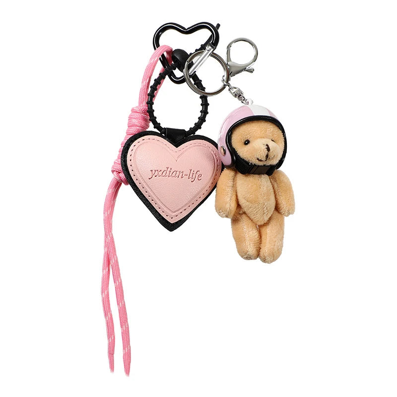 Cute Helmet Bear Keychain Pendant Bag Charm