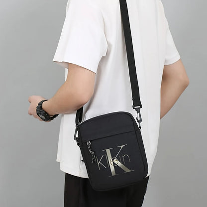 Men's Oxford Crossbody Bag – Trendy Logo Print Shoulder Bag