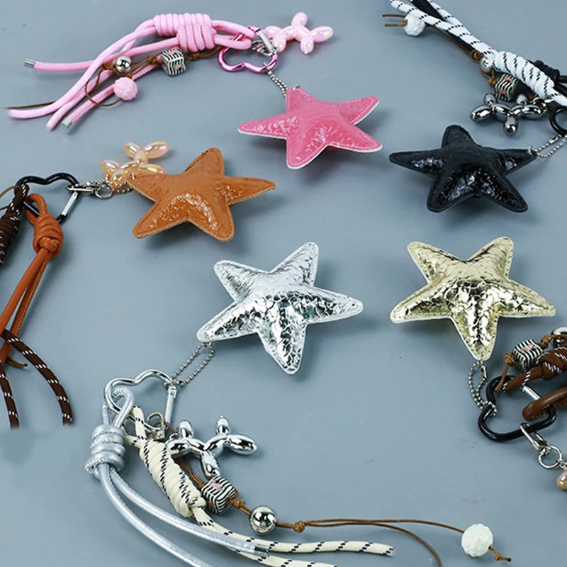 Starfish & Balloon Dog Charm Keychain – Braided Rope Bag Pendant