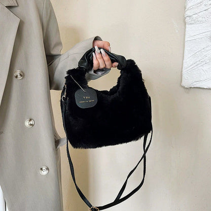 Women's Faux Fur Half-Moon Crossbody Bag