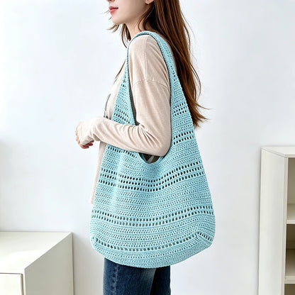 Hollow Woven Tote Bag for Women – Korean Beach Shoulder Bag