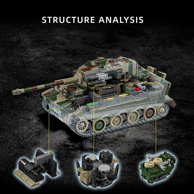 Tiger Tank MOC Building Blocks – 1:28 Scale WWII Army Model Set