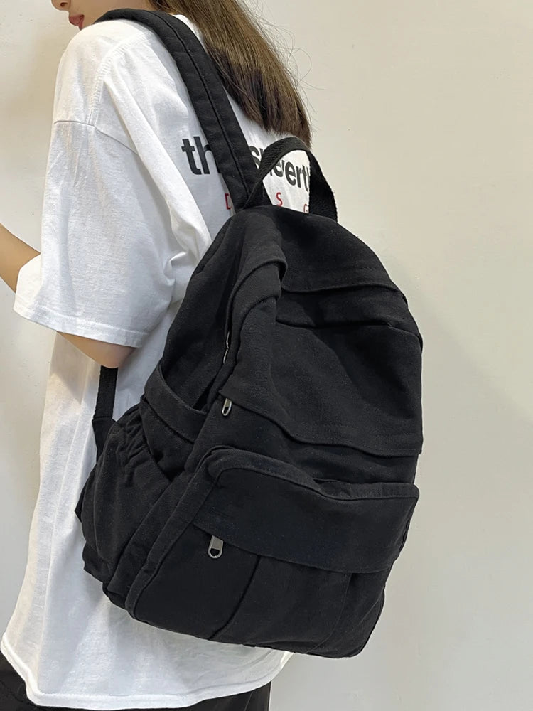 Canvas Women's Backpack – Large Capacity Vintage School Bag