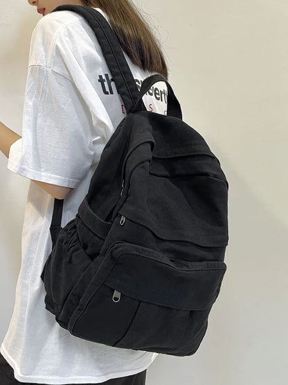 Canvas Women's Backpack – Large Capacity Vintage School Bag