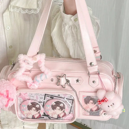 Transparent Ita Bag – Y2K Harajuku Star Chain Crossbody Shoulder Bag